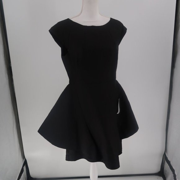 Halston Heritage Dresses & Skirts - Halston Heritage Black Ruffled Cocktail Dress with White Detail Size 10 NWT